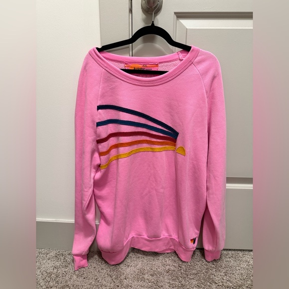 Aviator Nation X-Large Pink Daydream Applique Relaxed Sweatshirt